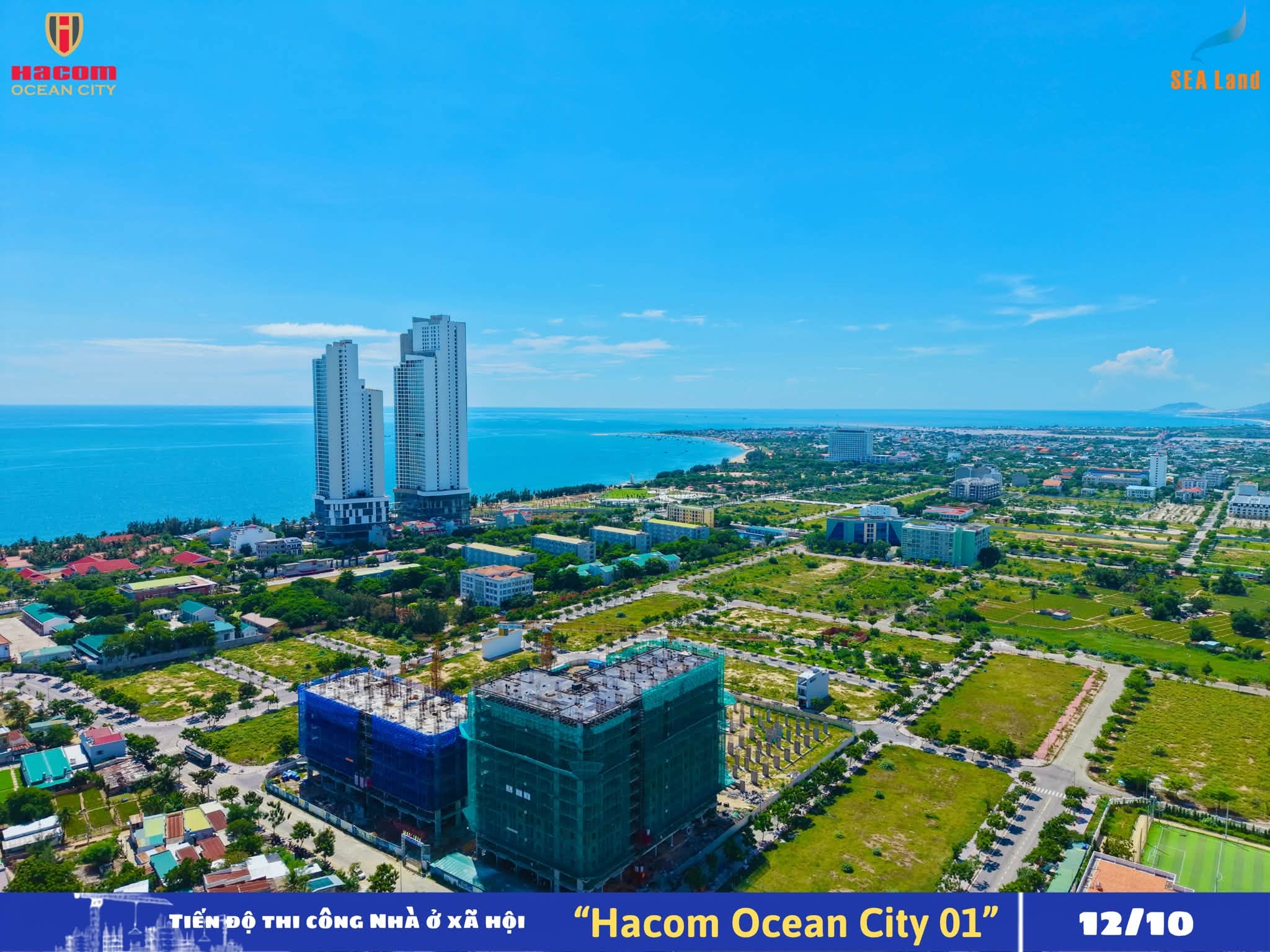 Hacom Ocean City 01 đẩy nhanh tiến độ xây nhà ở xã hội ven biển Bình Sơn Tiến độ thi công dự án nhà ở xã hội Hacom Ocean City 01